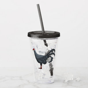 Blauwe oorfazant vogel cartoon acryl drinkbeker