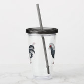 Blauwe oorfazant vogel cartoon acryl drinkbeker (Links)