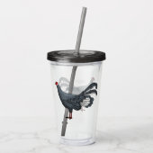 Blauwe oorfazant vogel cartoon acryl drinkbeker (Achterkant)