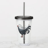 Blauwe oorfazant vogel cartoon acryl drinkbeker (Voorkant)