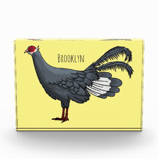 Blauwe oorfazant vogel cartoon fotoblokken (Voorkant)