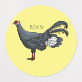 Blauwe oorfazant vogel cartoon labels (Design 1)