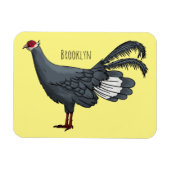 Blauwe oorfazant vogel cartoon magneet (Horizontaal)