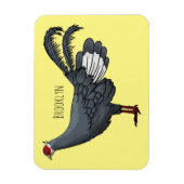 Blauwe oorfazant vogel cartoon magneet (Verticaal)