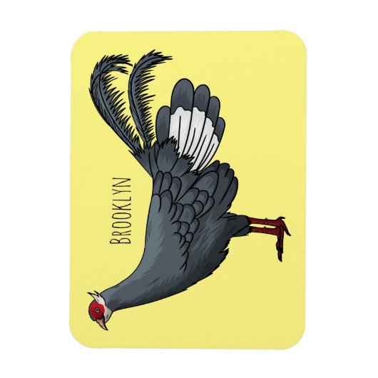 Blauwe oorfazant vogel cartoon magneet (Verticaal)