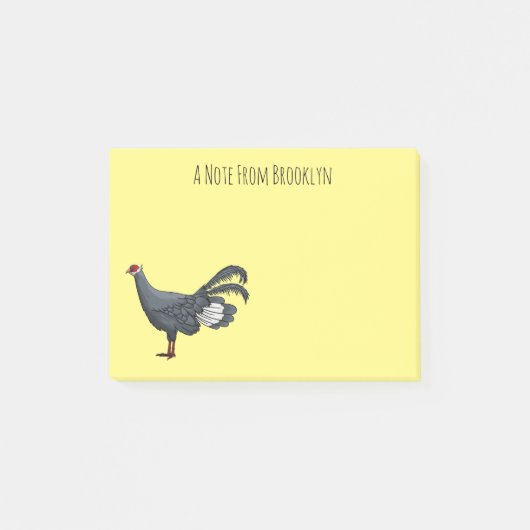 Blauwe oorfazant vogel cartoon post-it® notes (Voorkant)
