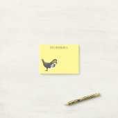 Blauwe oorfazant vogel cartoon post-it® notes (Op bureau)
