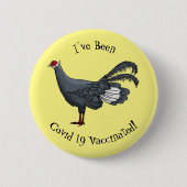 Blauwe oorfazant vogel cartoon ronde button 5,7 cm (Voorkant)