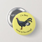 Blauwe oorfazant vogel cartoon ronde button 5,7 cm (Voorkant /achterkant)