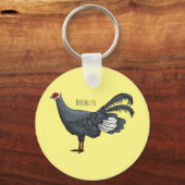 Blauwe oorfazant vogel cartoon sleutelhanger (Voorkant)