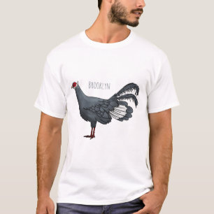 Blauwe oorfazant vogel cartoon t-shirt