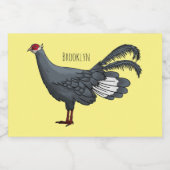 Blauwe oorfazant vogel cartoon voedselcontainer etiket (Enkel label)