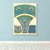 Blauwe oosterse Design met glimlende gezichten Canvas Afdruk (Insitu (Houten vloer))