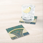 Blauwe oosterse Design met glimlende gezichten Kartonnen Onderzetters (Insitu)