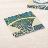 Blauwe oosterse Design met glimlende gezichten Kartonnen Onderzetters (Schuin)
