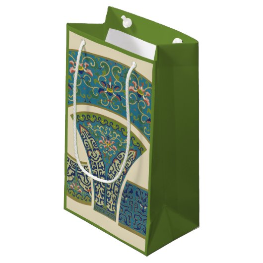 Blauwe oosterse Design met glimlende gezichten Klein Cadeauzakje (Voorkant Gekanteld)