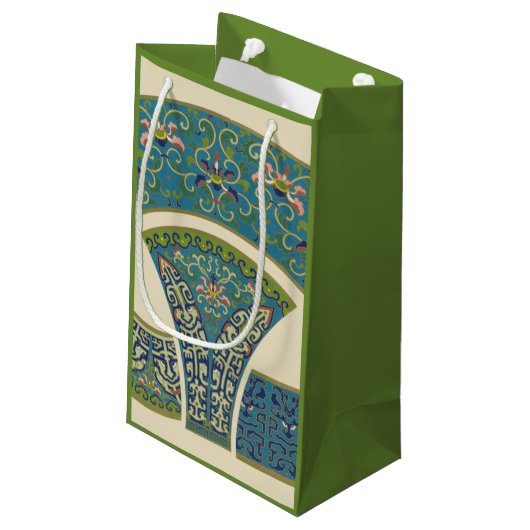 Blauwe oosterse Design met glimlende gezichten Klein Cadeauzakje (Achterkant Gekanteld)