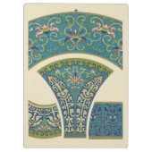 Blauwe oosterse Design met glimlende gezichten Klembord (Achterkant)