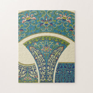 Blauwe oosterse Design met glimlende gezichten Legpuzzel
