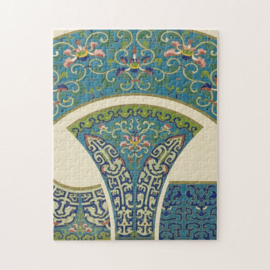 Blauwe oosterse Design met glimlende gezichten Legpuzzel (Verticaal)