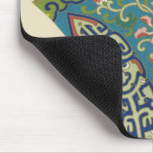 Blauwe oosterse Design met glimlende gezichten Muismat (Hoek)