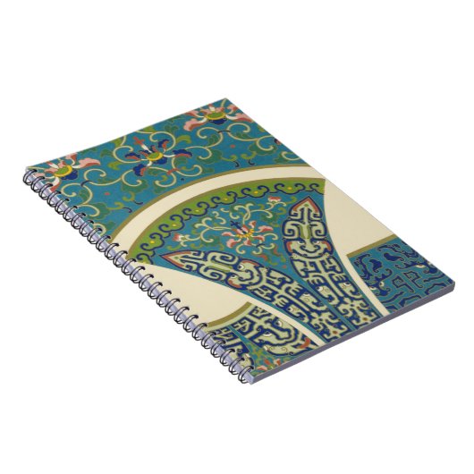 Blauwe oosterse Design met glimlende gezichten Notitieboek (Rechterzijde)