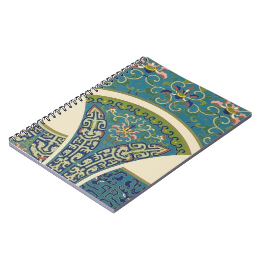 Blauwe oosterse Design met glimlende gezichten Notitieboek (Linkerzijde)