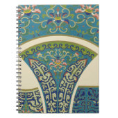 Blauwe oosterse Design met glimlende gezichten Notitieboek (Voorkant)