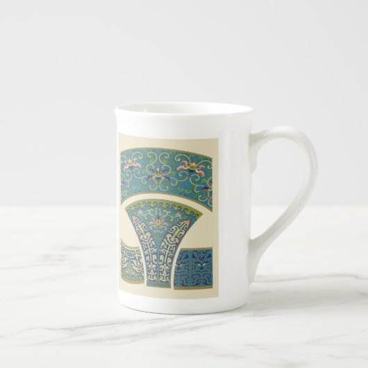 Blauwe oosterse Design met glimlende gezichten Porselein Kop (Rechts)