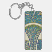 Blauwe oosterse Design met glimlende gezichten Sleutelhanger (Voorkant Links)