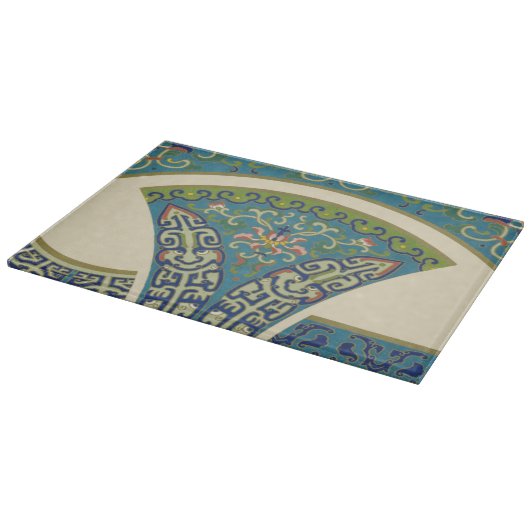 Blauwe oosterse Design met glimlende gezichten Snijplank (Hoek)