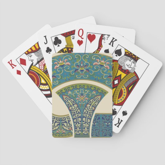 Blauwe oosterse Design met glimlende gezichten Speelkaarten (Achterkant)