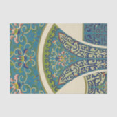 Blauwe oosterse Design met glimlende gezichten Tissuepapier (Voorkant)