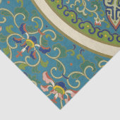 Blauwe oosterse Design met glimlende gezichten Tissuepapier (Detail)