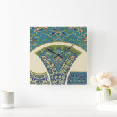 Blauwe oosterse Design met glimlende gezichten Vierkante Klok (Huis)