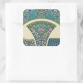 Blauwe oosterse Design met glimlende gezichten Vierkante Sticker (Tas)