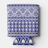 Blauwe oosterse elegantie: filigraan patchwork set blikjeskoeler (Achterkant)