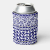 Blauwe oosterse elegantie: filigraan patchwork set blikjeskoeler (Blikje Achterkant)