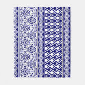 Blauwe oosterse elegantie: filigraan patchwork set fleece deken (Voorkant)