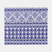 Blauwe oosterse elegantie: filigraan patchwork set fleece deken (Voorkant (Horizontaal))