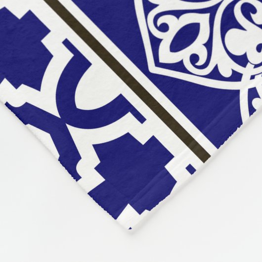 Blauwe oosterse elegantie: filigraan patchwork set fleece deken (Hoek)