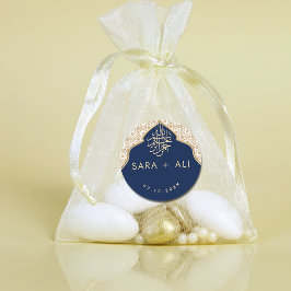 blauwe oosterse moslim bruiloft ronde sticker