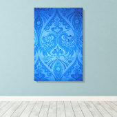 Blauwe Oosterse Pauw Vogels Canvas Afdruk (Insitu (Houten vloer))