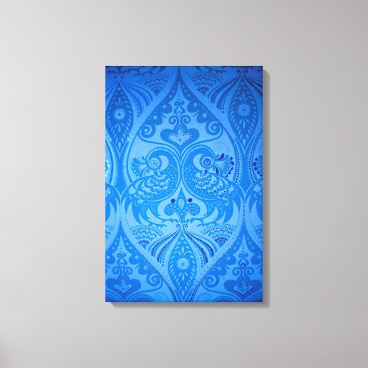 Blauwe Oosterse Pauw Vogels Canvas Afdruk (Voorkant)