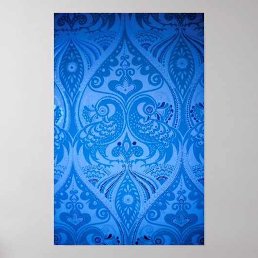 Blauwe Oosterse Pauw Vogels Poster (Voorkant)