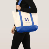 Blauwe op maat gemaakte monogram naam tote bag (Voorkant (product))