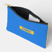 Blauwe op maat gemaakte potloodtas met naam  etui (Open)