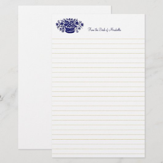 Blauwe , op maat gesneden banketbakkerij briefpapier (Voorkant / Achterkant)