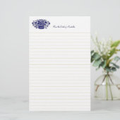 Blauwe , op maat gesneden banketbakkerij briefpapier (Staand voorkant)