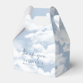 Blauwe "Op Wolken Zevende" vrijgezellenweekend Gab Bedankdoosjes (Voorkant Zijde)